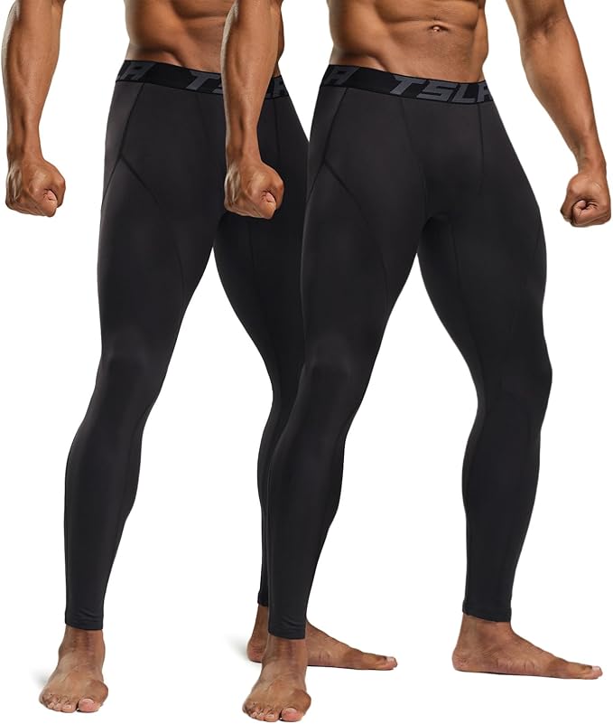 TSLA Men's Thermal Compression Pants, Athletic Sports Leggings & Running Tights, Wintergear Base Layer Bottoms
