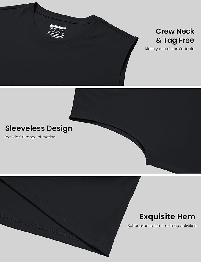 MAGCOMSEN 2 Pack Men's UPF 80+ Tank Tops Quick Dry Workout Gym Sleeveless Muscle Shirts Cooling Summer Beach Swim Shirt