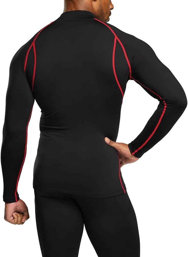 TSLA Men's Thermal Long Sleeve Compression Shirts, Mock/Turtleneck Winter Sports Running Base Layer Top
