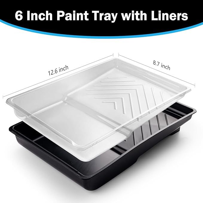 Mister Rui Paint Roller Kit, 16 Pack, 6 Inch Foam Paint Roller Set, Paint Brush, Small Paint Roller Tary with Liner, Mini Paint Kit for Painting