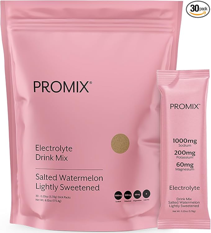 ProMix Nutrition Electrolytes Powder Hydration Packets - Himalayan Pink Salt, Magnesium, Potassium, Vitamin C - Salted Watermelon, Lightly Sweetened - 30 Servings (Pack of 30)