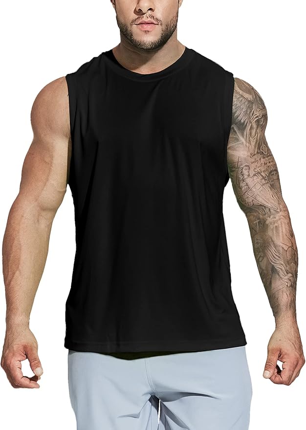 MIER Men's Workout Tank Tops UPF 50+ Swim Shirts Quick Dry Running Sleeveless UV Protection Muscle Tees
