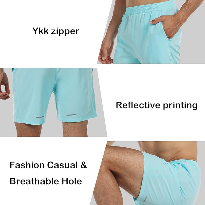 Men's Running Shorts 6" Quick Dry Gym Athletic Workout Shorts for Men with Pockets