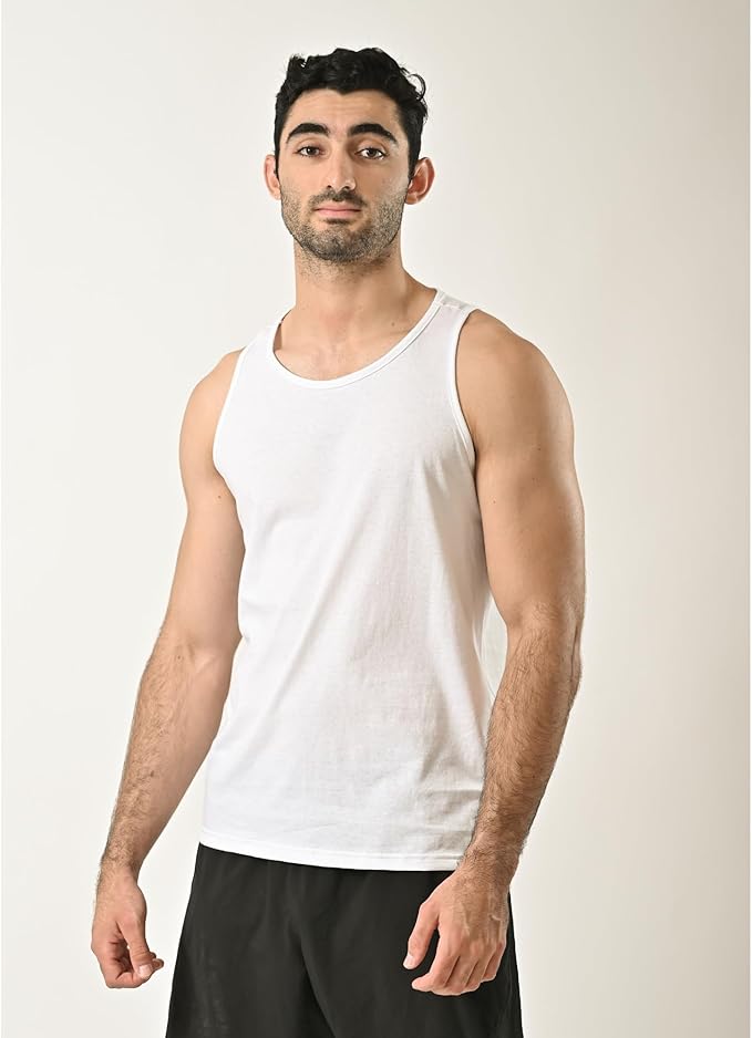 POFF Men’s Tank Top 3-Pack – Sleeveless Shirts for Gym & Workout, 100% Cotton Muscle Fit, Breathable Athletic Wear