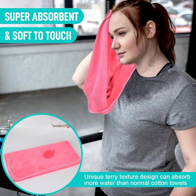 SINLAND Microfiber Gym Towels Sports Fitness Workout Sweat Towel Super Soft and Absorbent 3 Pack 16 Inch X 32 Inch