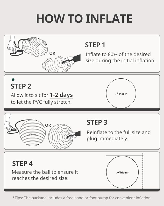 Trideer Extra Thick Yoga Ball Exercise Ball, 5 Sizes Gym Ball, Heavy Duty Ball Chair for Balance, Stability, Pregnancy, Quick Pump Included