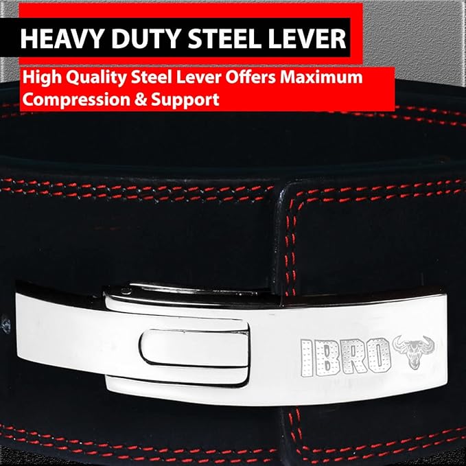 IBRO Powerlifting Lever Gym Belt – Power 8MM, 10MM or 13MM Extreme Heavy Duty Genuine Leather Belts - Squats Deadlifts Bodybuilding Weight Lifting IPF Power Lifting Strongman for Men