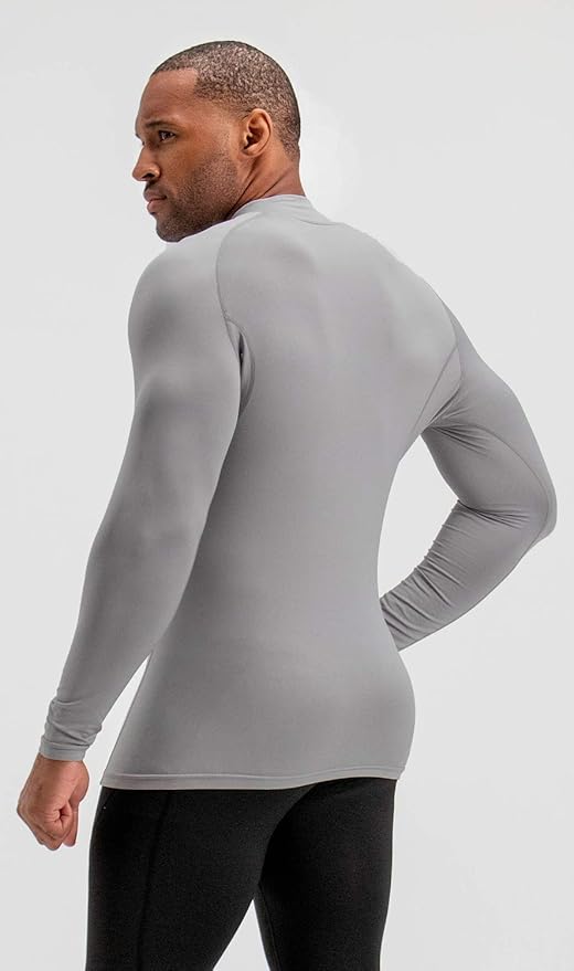 DEVOPS 2 Pack Men's Thermal Turtle Mock Neck Shirts, Compression Long Sleeve Tops and Hoodies