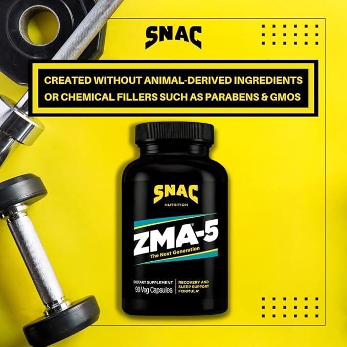 SNAC ZMA-5 Sleep Aid Supplement, Promote Muscle Recovery & Growth, Immune Support, & Restorative Sleep with Zinc, Magnesium & 5-HTP, Post Workout, Before Bed ZMA Supplements 180 Count (2 Pack)