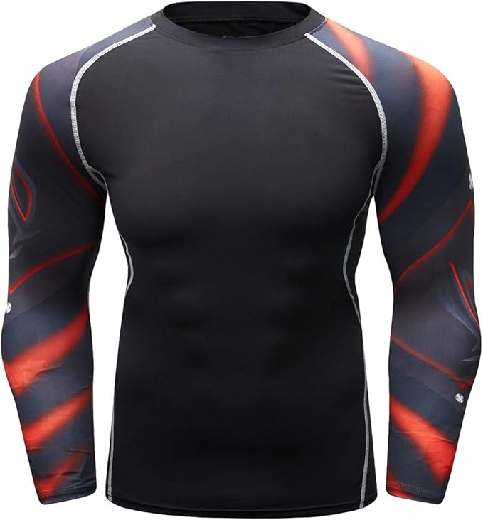 Men's Soft Fit Long Sleeve Workout Rashguard Cool Dry Compression Fitness Shirt