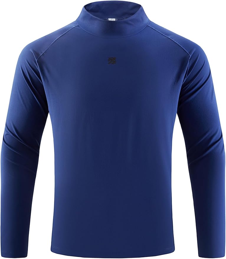 Mens Long Sleeve Turtleneck Workout Shirts Moisture Wicking Mock Neck Double Sides Brushed T-Shirts
