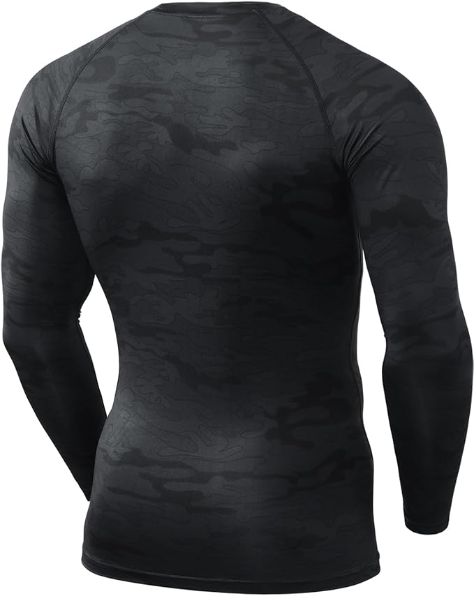 TSLA Men's UPF 50+ Compression Shirts, Cool Dry Long Sleeve Athletic Tops, Sports Baselayer Workout Shirt
