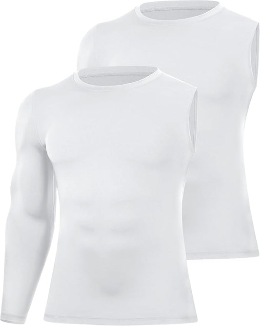 Runhit Men's Basketball One Arm Compression Shirts Long Sleeve 1/2 Single Arm Athletic Undershirt Workout Base Layer Top