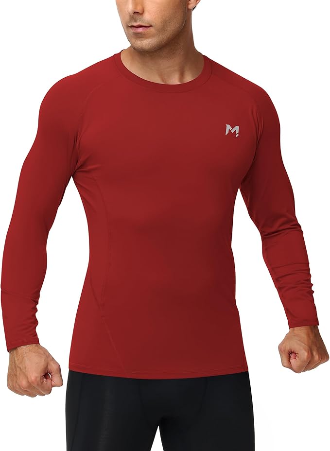 Mens Compression Shirt Long Sleeve Quick Dry Athletic Workout Gym T-Shirt SPF Running Top Sport Undershirt Base Layer
