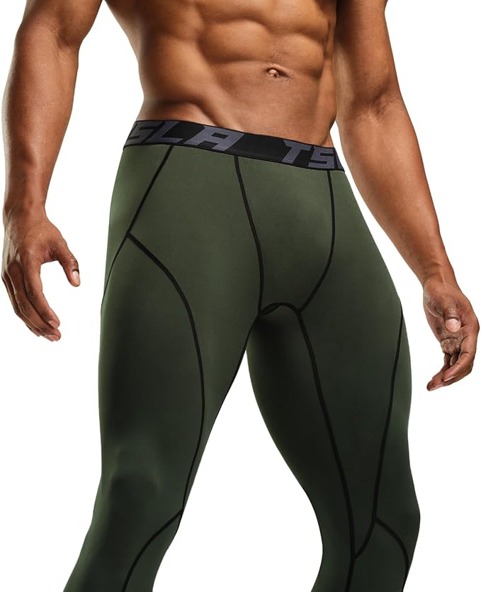TSLA Men's Thermal Compression Pants, Athletic Sports Leggings & Running Tights, Wintergear Base Layer Bottoms