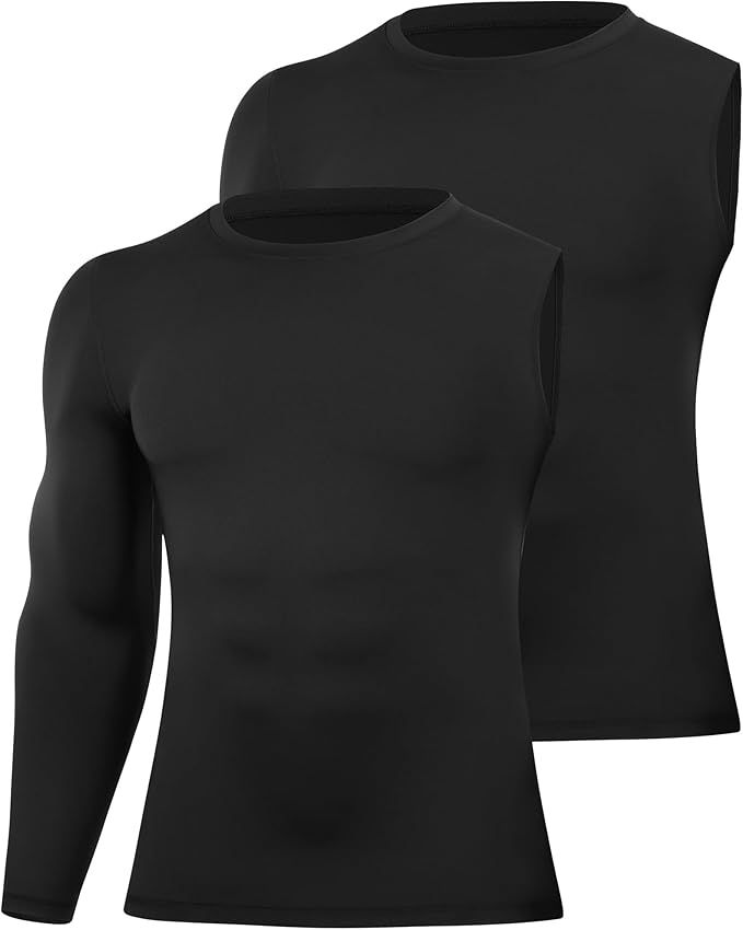 Runhit Men's Basketball One Arm Compression Shirts Long Sleeve 1/2 Single Arm Athletic Undershirt Workout Base Layer Top