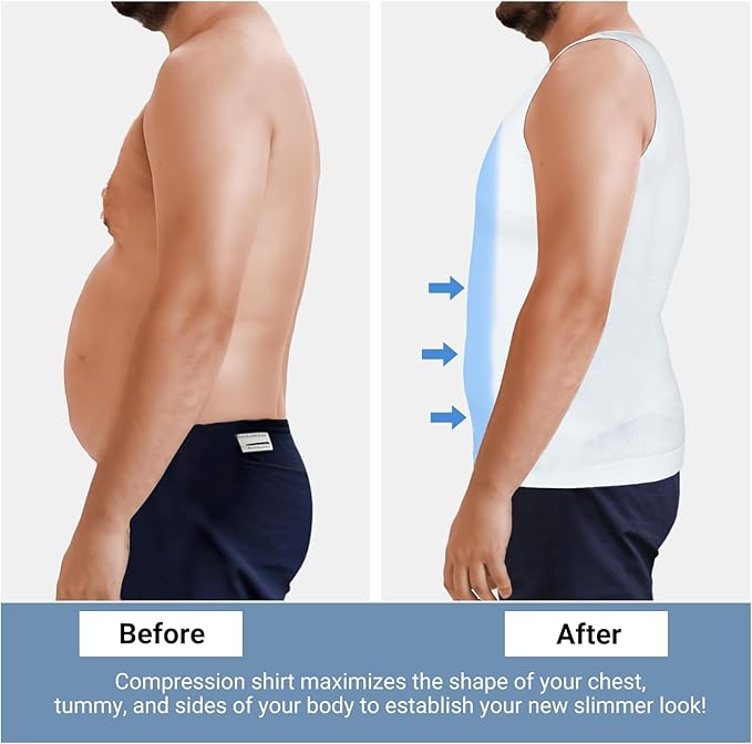 Gynecomastia Compression Shirt Men, Slimming Undershirt Compression Tank Top Mens Shapewear Body Shaper
