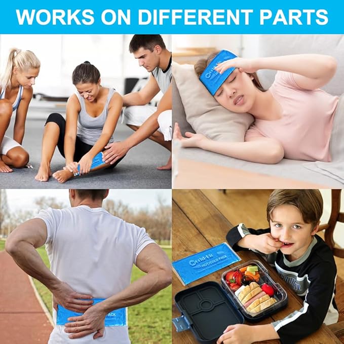 Soft Gel Ice Pack for Injuries Reusable, Flexible Hot Cold Pack for Neck Head Shoulder Knee Ankle Wrist Elbow, Medical Cold Pack for First Aid, Migraines (12'' X 4.7''- 2 Ice Packs)