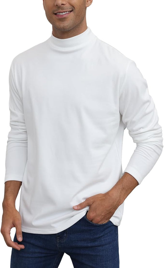 Mens Casual Mock Turtleneck T-Shirts Long Sleeve Thermal Stretchy Pullover Basic Lightweight Undershirt Sweater Tops