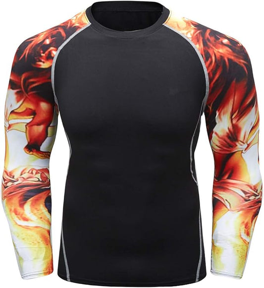 Men's Soft Fit Long Sleeve Workout Rashguard Cool Dry Compression Fitness Shirt