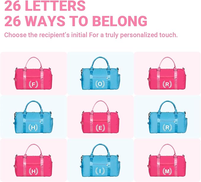 Gym Bag for Women, Personalized Duffle Bag with Shoe Compartment, Sports Bag for Yoga & Dance with Wet Pocket and Mat Strap(HotPink,Y)