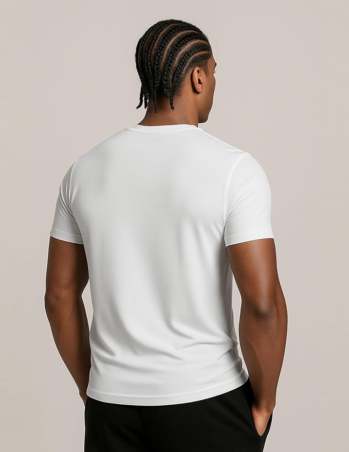 5 Pack Men’s Active Quick Dry Crew Neck T Shirts | Athletic Running Gym Workout Short Sleeve Tee Tops Bulk