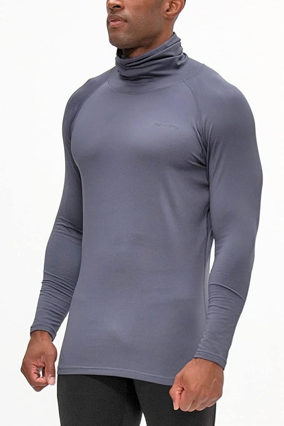 DEVOPS 2 Pack Men's Thermal Turtle Mock Neck Shirts, Compression Long Sleeve Tops and Hoodies