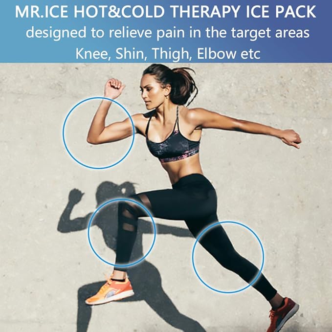 MR.ICE Knee Ice Pack Wrap 2 Packs,Reusable Ice Packs for Knee Replacement Surgery, Gel Cold Therapy Pack for Injuries, Surgery Recovery, Arthritis, Swelling, Bruises, Joint & Muscle Pain Relief