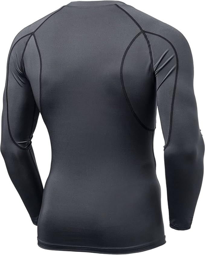 TSLA Men's UPF 50+ Compression Shirts, Cool Dry Long Sleeve Athletic Tops, Sports Baselayer Workout Shirt
