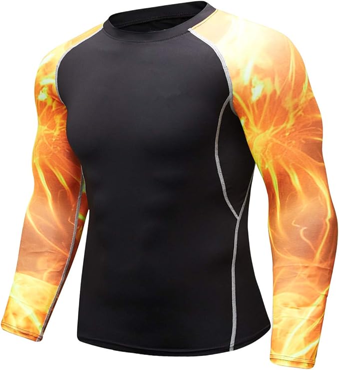 Men's Soft Fit Long Sleeve Workout Rashguard Cool Dry Compression Fitness Shirt