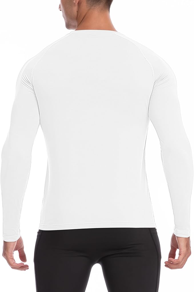 Mens Thermal Compression Shirts, Warm Long Sleeve Fleece Lined Tops Athletic Base Layer for Running Cold Weather