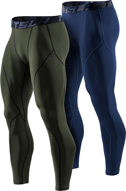 TSLA Men's Thermal Compression Pants, Athletic Sports Leggings & Running Tights, Wintergear Base Layer Bottoms