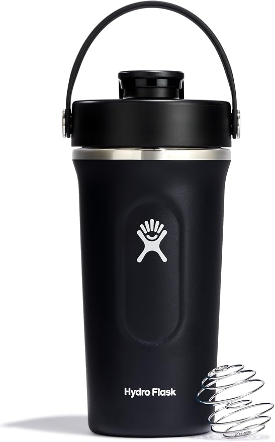 Hydro Flask Shaker Bottle – Insulated Stainless Steel Gym Bottle for Pre Workout & Protein 24 Oz Black