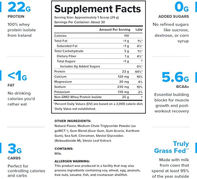 LEGION Whey+ Protein Whey Isolate from Grass Fed Cows - Whey Protein Isolate Powder Low Calorie, Non-GMO, Sugar Free, Lactose and Gluten Free, All Natural Protein Powder 30 Servings (Cookie Butter)
