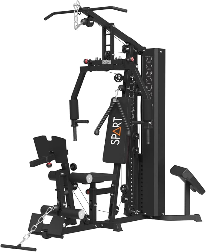 SPART Home Gym, Multifunctional Home Gym Equipment, Workout Station with 160LBS Weight Stack for Leg Press & Chest Fly, All in One Workout Machine Full Body Strength Training with Pulley System