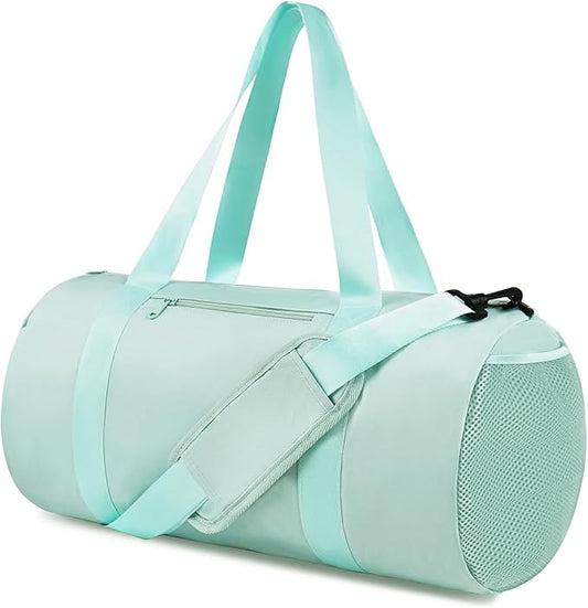 Small Gym Bag Duffel Bag for Women Men Fitness Sports Bag Workout Adjustable Detachable Shoulder Strap Lightweight Carry on Travel Duffle Bag (Green, 19" / Medium / 24L)