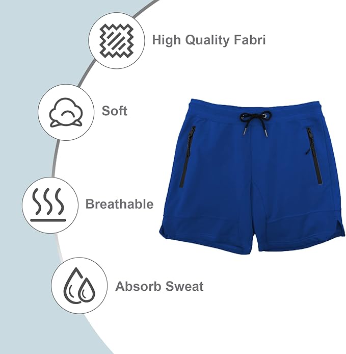 PIDOGYM Men's 5" Gym Workout Shorts,Fitted Jogging Short Pants for Bodybuilding Running Training with Zipper Pockets