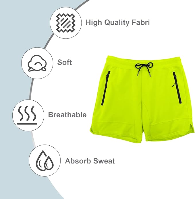 PIDOGYM Men's 5" Gym Workout Shorts,Fitted Jogging Short Pants for Bodybuilding Running Training with Zipper Pockets