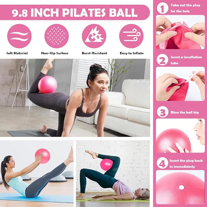 Pro Pilates Ring Set with 16+ Pieces - 14" Anti-Deformation Magic Circle, Resistance Bands, Yoga Ball, Guide & Bag for Home Workouts, Toning & Flexibility (for Women & Men)