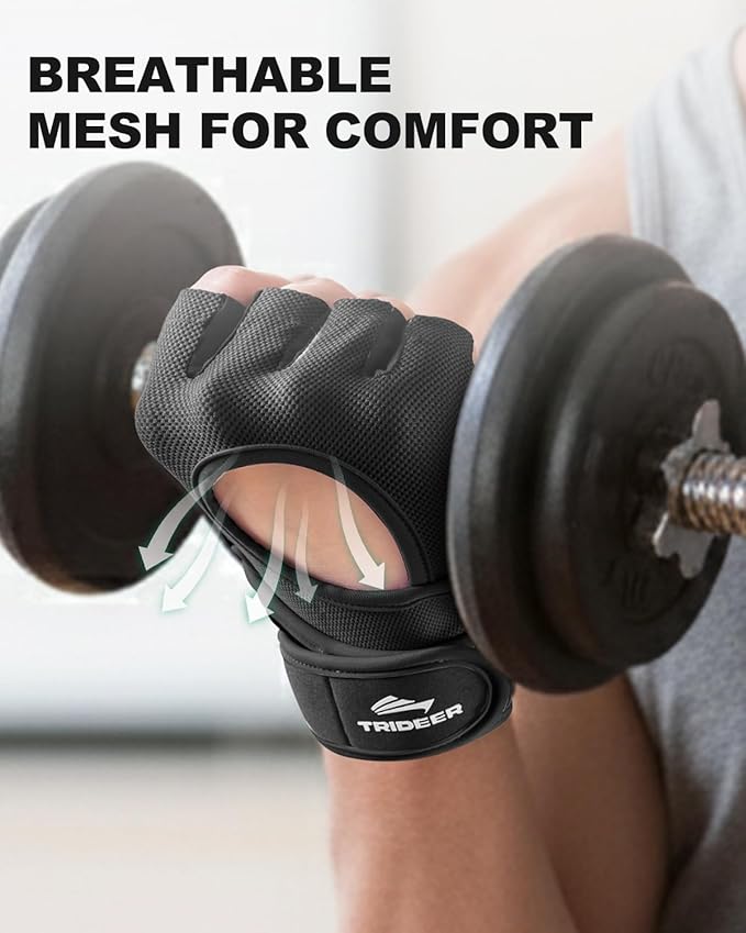 Trideer Weight Lifting Gloves for Women Men with Wrist Support, Workout Gloves Women Full Palm Protection for Gym Training, Fitness, Weightlifting & Pull Ups