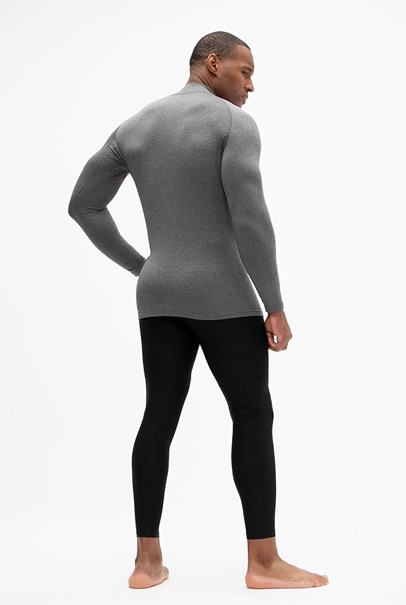 DEVOPS 2 Pack Men's Thermal Turtle Mock Neck Shirts, Compression Long Sleeve Tops and Hoodies