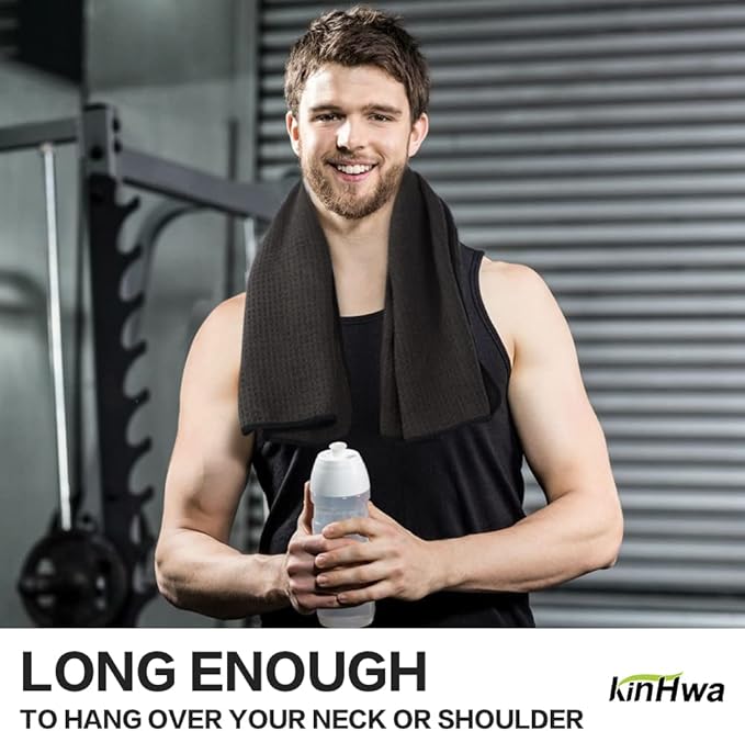 KinHwa Gym Towels - Absorbent Wicking Workout Towels, Quick Dry & Compact, Ideal for Yoga, Fitness, Treadmill or Indoor Bike