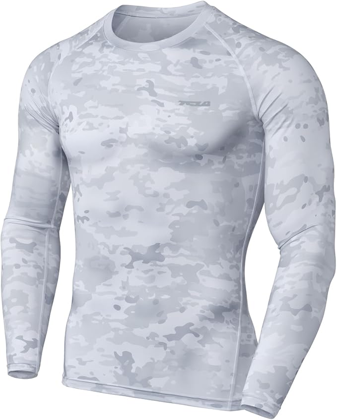 TSLA Men's UPF 50+ Compression Shirts, Cool Dry Long Sleeve Athletic Tops, Sports Baselayer Workout Shirt
