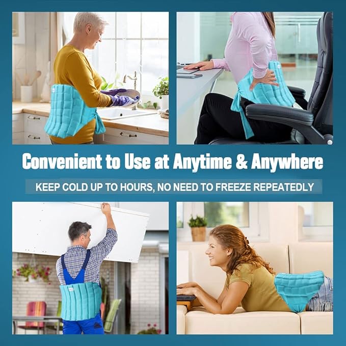 Ice Pack for Back Pain Relief, 2 Hours Long Lasting Cold Lower Back Wrap, FSA Eligible, Flexible Cold Pack for Lumbar Pain, Sciatica, Coccyx, Herniated or Degenerative Disc, Surgery