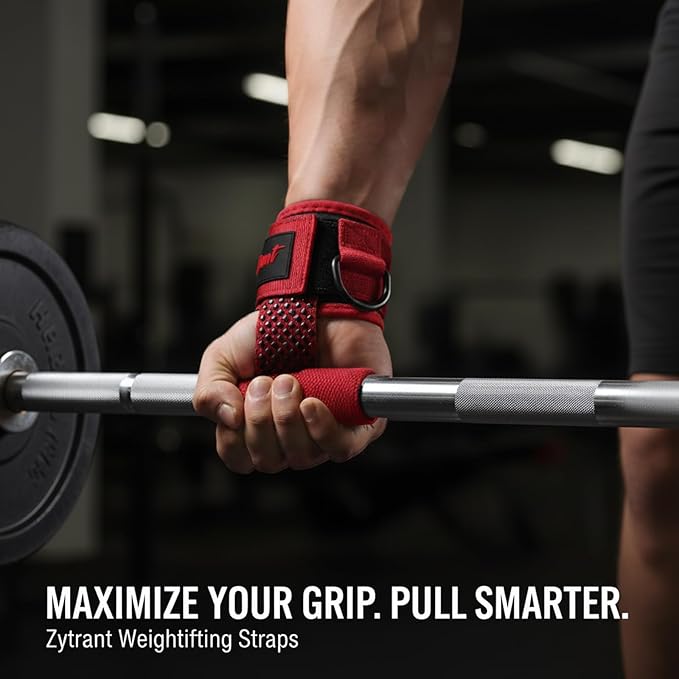 Weight Lifting Straps with Cuffed D Ring,Heavy Duty Thyick Comfortable Lifting Straps, Secure Fit, Enhanced Grip, Straps for Weightlifting & Gym Training