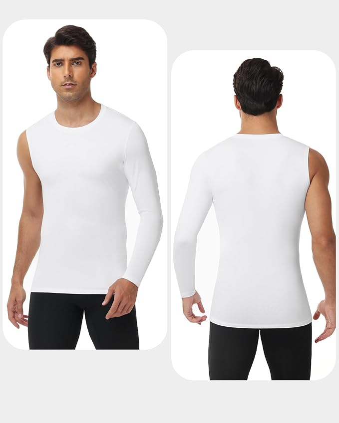 Runhit Men's Basketball One Arm Compression Shirts Long Sleeve 1/2 Single Arm Athletic Undershirt Workout Base Layer Top