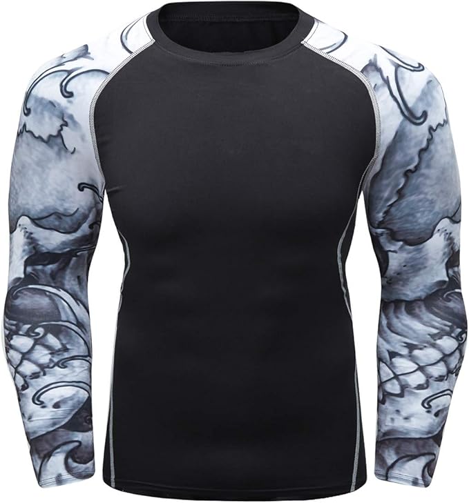 Men's Soft Fit Long Sleeve Workout Rashguard Cool Dry Compression Fitness Shirt