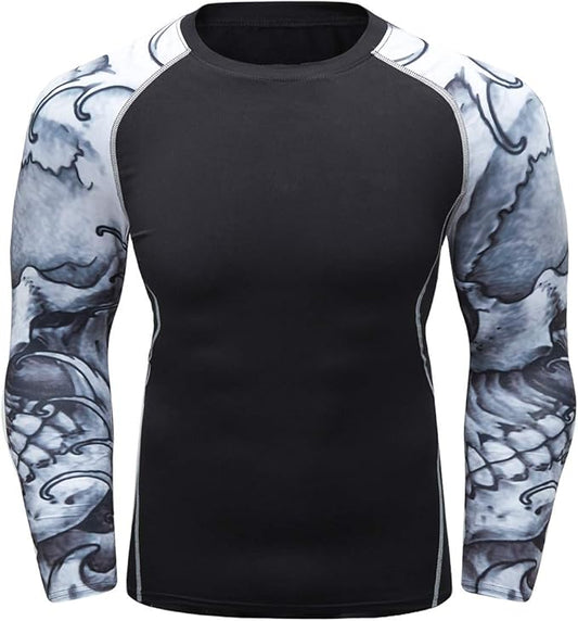 Men's Soft Fit Long Sleeve Workout Rashguard Cool Dry Compression Fitness Shirt