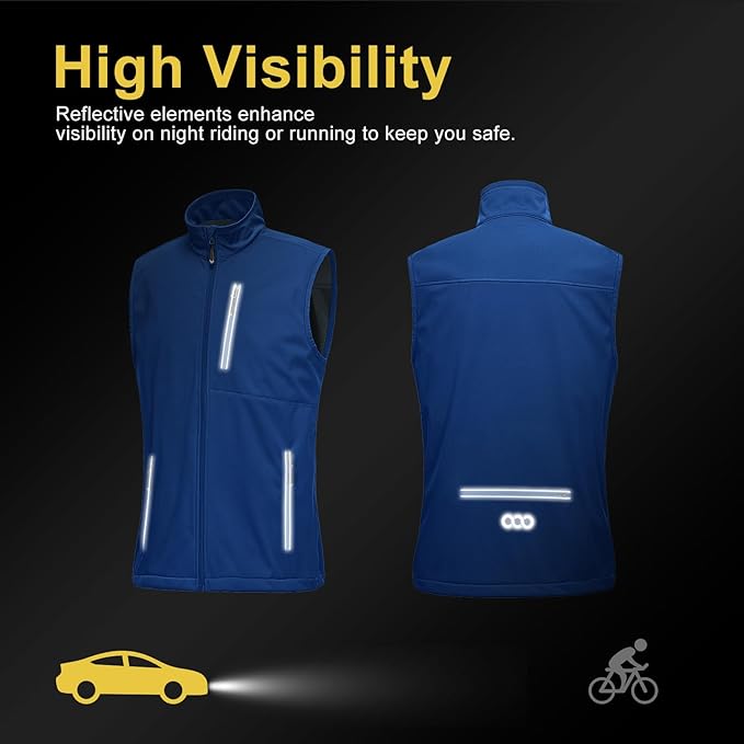 33,000ft Men's Windproof Lightweight Golf Vest Outerwear with Pockets, Softshell Sleeveless Jacket for Running Hiking Sports