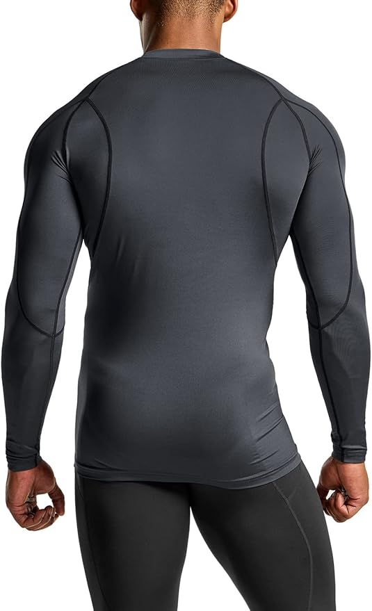 TSLA Men's UPF 50+ Compression Shirts, Cool Dry Long Sleeve Athletic Tops, Sports Baselayer Workout Shirt